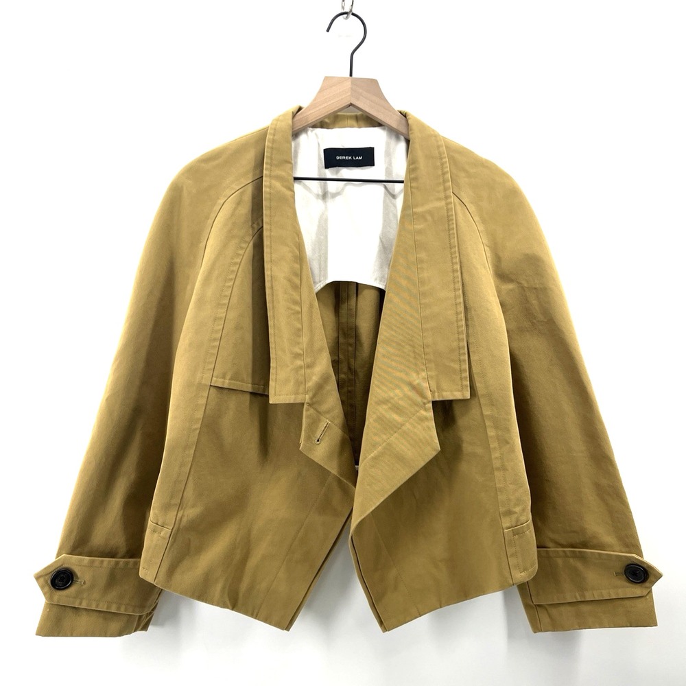 Derek Lam Jacket Sz M Camel Tan Cropped Rich Girl luxury Minimalist Cotton